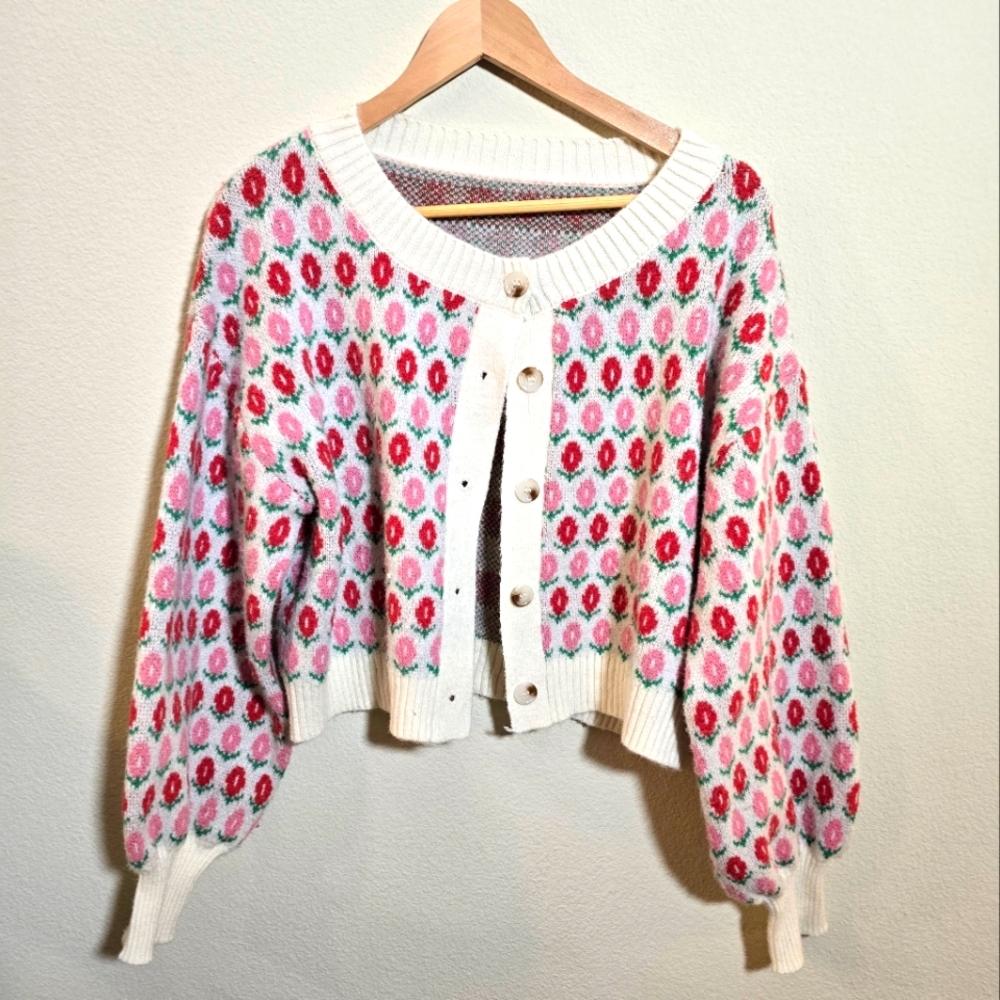 Colorful Patterned Women's Sweater Size LARGE
